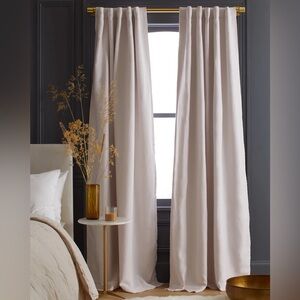 NWT QUINCE Set 2 48x84 European Linen Room Darkening Curtains Vintage Blush 6216